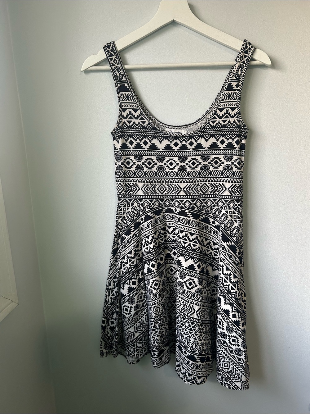 Aeropostale Black & White Tribal Print Tank Skater Dress